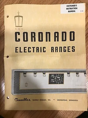Vtg Customer Instruction Manual - Coronado Electric Ranges - Gambles - Free Post • $8.49