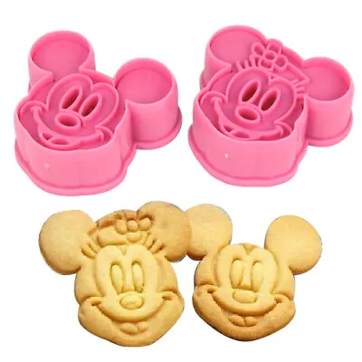 2pcs Mickey & Minnie Cookie Cutters Cake Baking Sugarcraft Crafts Mold Bakeware • £3.99