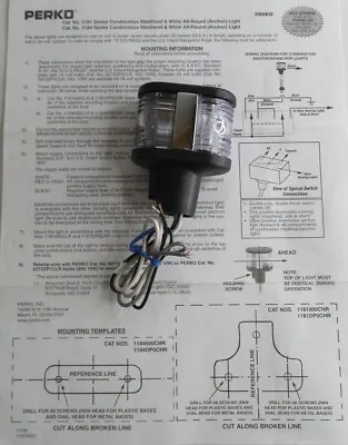 New Perko 1181/1184 Masthead All Around Anchor Light Replacement Rina 5/242/89 • $42