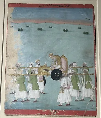 18-19C Indian Mughal Miniature Gouache Gold Painting Death Of Emperor Aurangzeb • $999.99