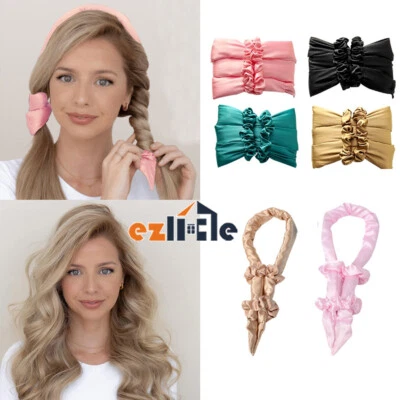 Curler Silk Ribbon Heatless Women Headband Hair Rollers No Heat Curling Rod Clip • $11.49