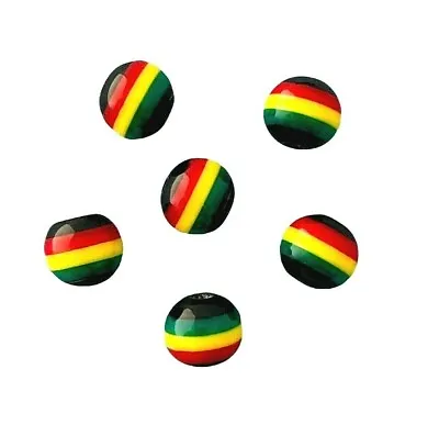 $9.99 • Buy 100 Beads 8x7mm Rasta Black Red Green Yellow Stripe Jamaica Ghana Flag Colors
