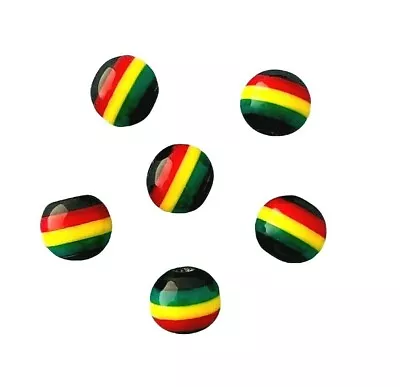 $9.99 • Buy 100 Beads 8x7mm Rasta Black Red Green Yellow Stripe Jamaica Ghana Flag Colors