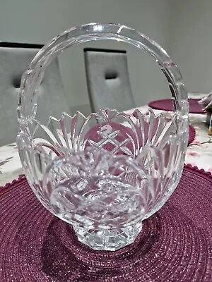 Edinburgh Crystal  Cut Glass Basket 8 Ins Tall X 6.5 Ins Across Excellent Cond • £9.99