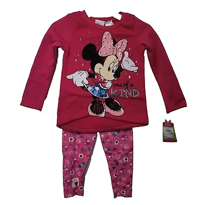 New DISNEY Baby Girl 2T Minnie Mouse Outfit 2 PC Set Sweatshirt & Legging • $12.15