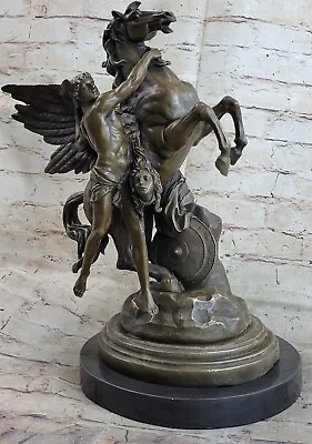 After EmilebLouis Picault 1833 1915 Bronze Statue Pegasus Perseus  Medusa • $699