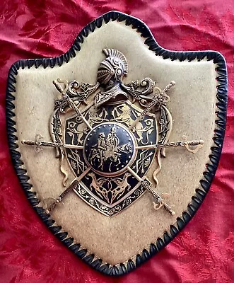 Vintage Coat Of Arms Medieval Crest Wall Plaque Swords Knight Shield • $95