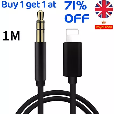 3.5mm Jack AUX Cable Adapter Cord To Car Audio For IPhone 11 12 13 PRO 8 7 XS 1M • £0.99