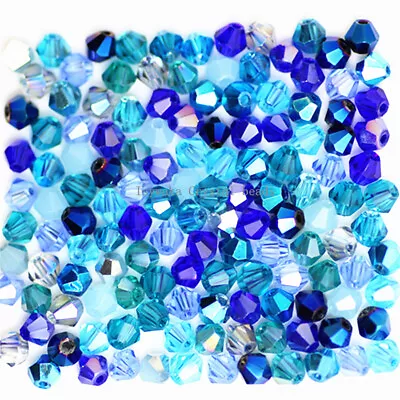 Blue Multicolor 100pcs 4mm Bicone Austria Crystal Glass Beads Loose Spacer • $1.39