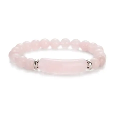 Natural Stone Crystal Bracelets Rose Pink Quartz Bracelet Women Charms Bangle • $3.12