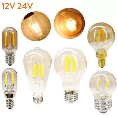 COB LED Filament Light Bulb 12V 24V 1W 6W E27 E14 E12 Vintage Retro Glass Lamp • $6.92