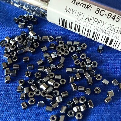 Miyuki Hexagonal Seed Beads 8/0 Gunmetal 20g Tube  9451 • £3.50