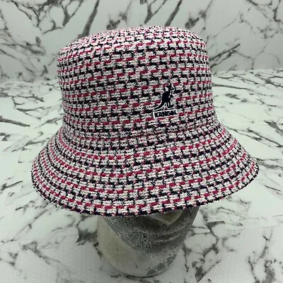 Men’s Kangol White | Navy | Magenta Maze Jacquard Bucket Hat • $120