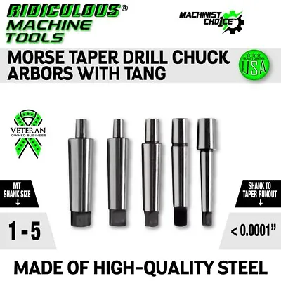 MT1 To JT0 Drill Chuck Arbor With Tang- High Quality Morse Taper • $13.84