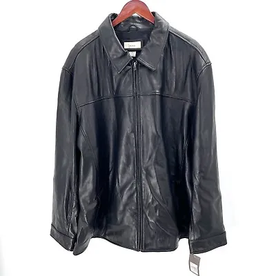 Merona Black 100% Leather Jacket Mens XXL - NWT • $74.99
