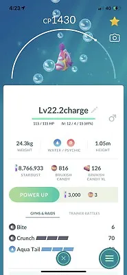 $7.60 • Buy Bruxish Lv22 Pokemon Trade Go, 2 Charge, Under 1500 Pvp Pokémon Go