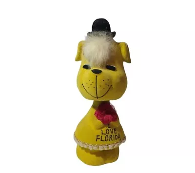 Vintage 60's Kenmar Japan Flocked Bobble Head Dog  I Love Florida  Bank • $12