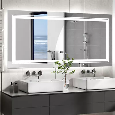 XXL Adjustable LED Bathroom Mirror Wall Mounted Vanity Mirror Grooming Shaving • £89.92