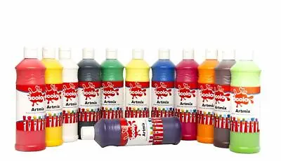 Kids Craft Poster Paint Pack Of 12 Bottles Washable Ready Mix Assorted Art Set • £48.75