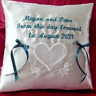 Embroidered Personalised Satin Wedding Ring Cushion - 2 • £16.99