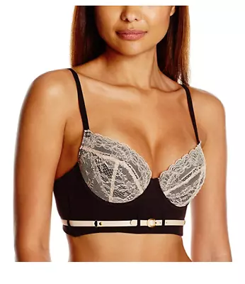 Maison Close Women's LA CAVALIERE Soutien-gorge Push-Up Bra Black/Sand Rose 34B • $159.99