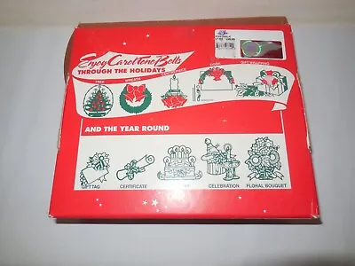 Vintage Carol Tone Metal Breakproof Bells Ornaments Green WF Collegiate Box USA • $29.99