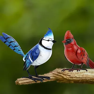 Cardinal Decor Garden Statues Metal Bird Yard Art Sculptures Standing Blue Jay F • $53.97