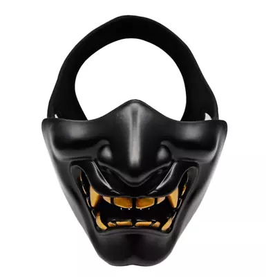 Half Face Masks Monster Kabuki Samurai Airsoft Evil Hannya Oni Noh Cosplay Party • $46.11
