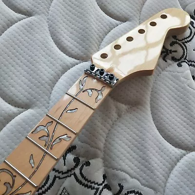 Maple Gloss Electric Guitar Neck Replacement 22 Fret Vine Inlay With Locking Nut • $65.54