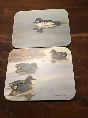 Waterfowl Coaster Set Of Two Ducks Melamine Vintage Set • £1.99