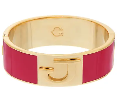 C. Wonder J/Fuchsia Oval Enamel Hinged Bangle Bracelet GoldTone 7-1/4  • $47.27