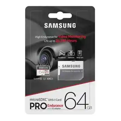 Samsung Pro Endurance 64GB Micro SD Card SDXC SDXC Memory Card And Adaptor • $19.95