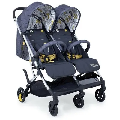 New Cosatto Woosh 3 Twin Stroller Fika Forest With Rain Cover & Pvc 0m - 25kg • £359.99