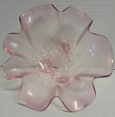 Vintage Mikasa Rosella Pink Crystal Bowl W/Ruffled Rim Rose Bowl 8  Germany • $15.99