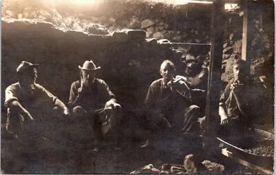 4 Miners Taking A Break MINING Real Photo Postcard • $12