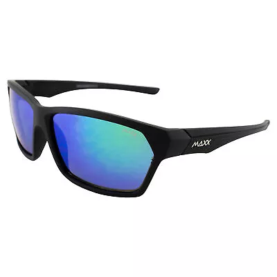 Maxx Cobra Black Sport Golf Riding Driving Sunglasses Blue Smoke Mirror Lens • $19.99