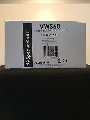 $44.50 • Buy Speakercraft VWS60 Outdoor Stereo Volume Control  (white)  ASM90113W