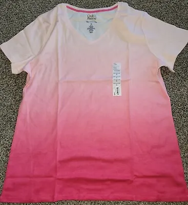 $9.99 • Buy Croft & Barrow V-neck Shirt NWT Womens XL Pink Dip Dye Ombre