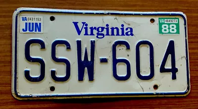 VA Vintage Auto License Plate 1988 # SSW - 604 Virginia - Nice !! • $16.50