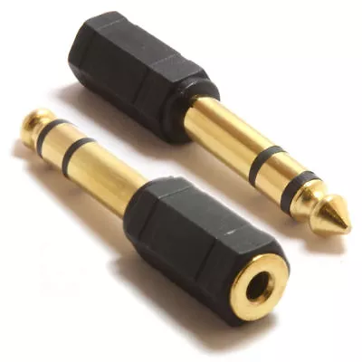 6.35mm 1/4 Inch Stereo Jack Plug To 3.5mm Stereo Jack Socket Adapter Gold  • £1.99