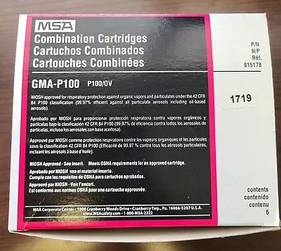 MSA 815178 Combination Cartridge: Organic Vapor Threaded Black / Magenta Box/6 • $79