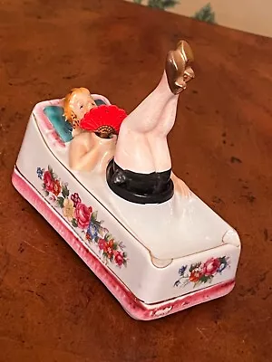 Vintage Nov. Co. Japan Risque Porcelain Naughty Nodder Burlesque Lady Ashtray • $95