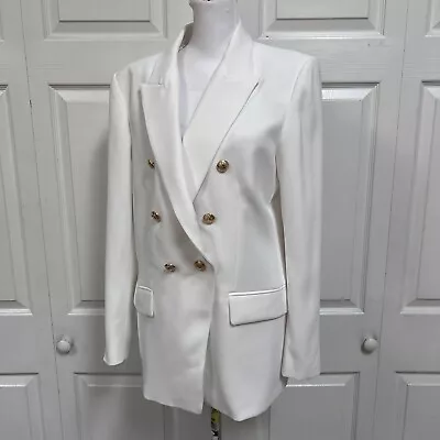 Zara Tailored Buttoned Blazer Jacket White With Gold Buttons New 3088/878 • $83.90