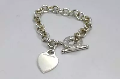 Tiffany & Co. 925 Sterling Silver Heart Tag Toggle Bracelet 8  • $190.39