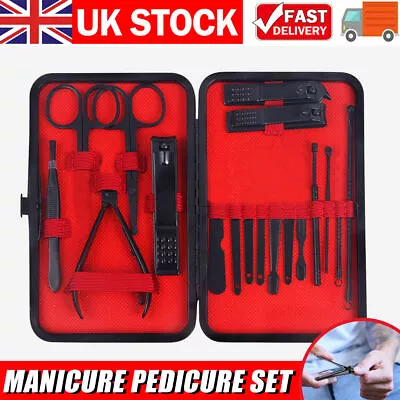 18 Piece Manicure Pedicure Nail Care Set Cutter Clippers Kit Case Mens Ladies • £3.99