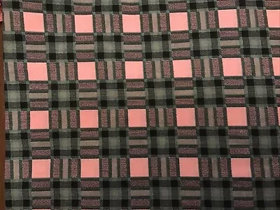 1997 Daisy Kingdom  Scottie Plaid Gray & Pink Fabric #2709 By The Yard • $11.99