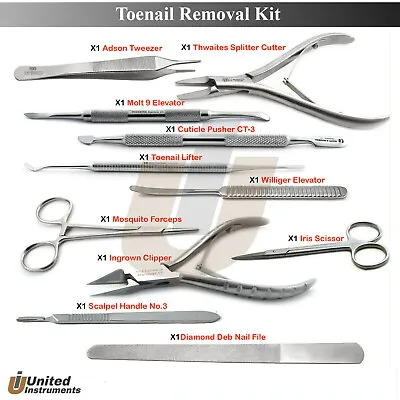 Basic Toenail Removal Set Podiatry Nail Surgery Tools Kit Nails Splitter Cutter • $68.15