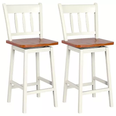 Costway Set Of 2 Swivel Bar Stools 24.5  Counter Height Dining Bar Chairs White • $139.99