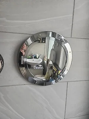  VINTAGE  LARGE PORTHOLE POLISHED ALUMINIUM MIRROR NAUTICAL BEACH 34 Cm • £35