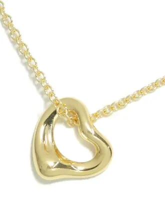 TIFFANY & Co. Elsa Peretti 18K Gold 7mm Open Heart Pendant Necklace • $450